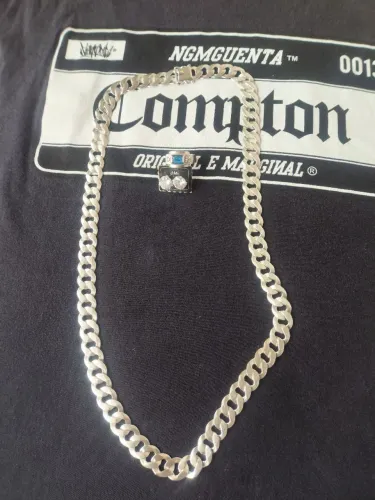 Corrente de prata e anel de prata pura 925 