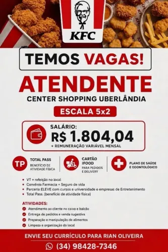 Vaga Emprego Atendente