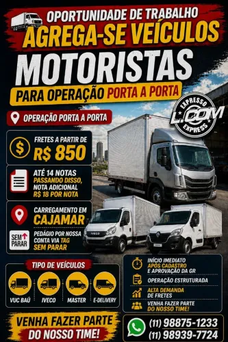Agrega se veículo operação porta porta linha branca