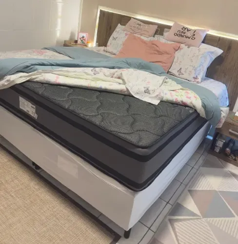 CAMA SUPER KING - 2,03M X 1,93M - LINHO GRAFITE MOLAS ENSACADAS