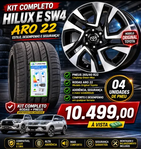 Rodas aro 22 sw4 daimond e Hilux + pneus 265/40/22 novos 