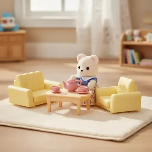 Sylvanian Families - Conjunto Sala de Estar Menina Urso Polar - Epoch NOVO