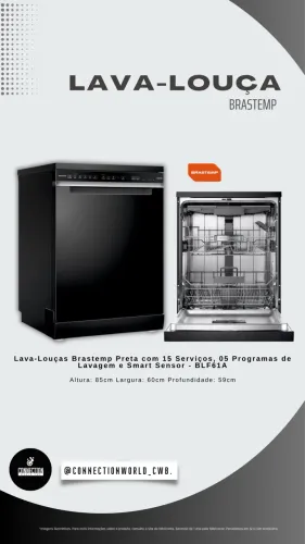 Lava-Louças Brastemp Preta com 15 Serviços, 05 Programas de Lavagem - BLF61A