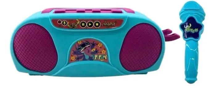Brinquedo Boombox Infantil Karaokê Disney Stitch Candide