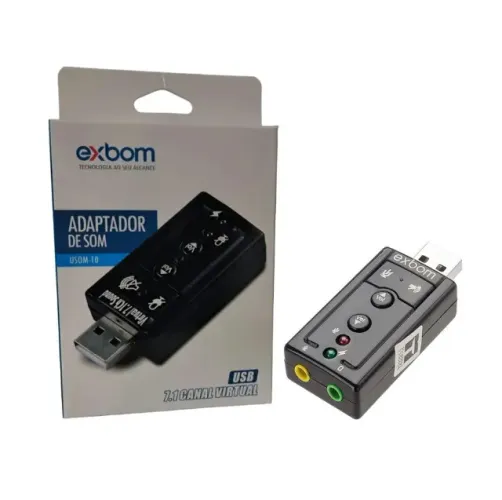 Placa De Som Usb 7.1 Canais Exbom
