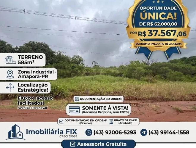 ? OPORTUNIDADE ÚNICA! TERRENO NA ZONA INDUSTRIAL! AMAPORÃ!