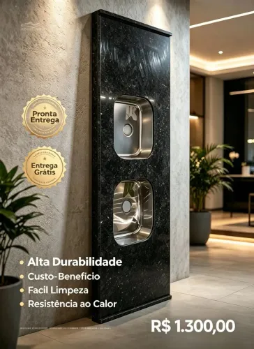 Pia para cozinha no granito verde Ubatuba.