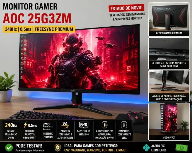 Monitor Gamer AOC 25G3ZM 24,5" 240Hz