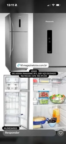 Nova! Geladeira Panasonic 391L