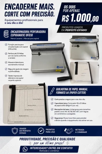 Vende-se uma Guilhotina e uma Encadernadora