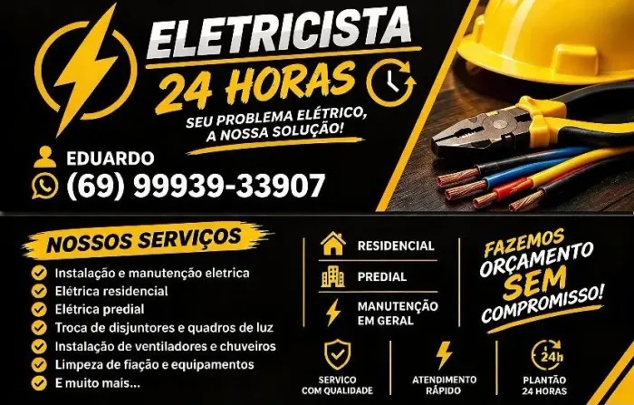 ? ELETRICISTA 24H | Elétrica Residencial e Predial | Orçamento sem compromisso.