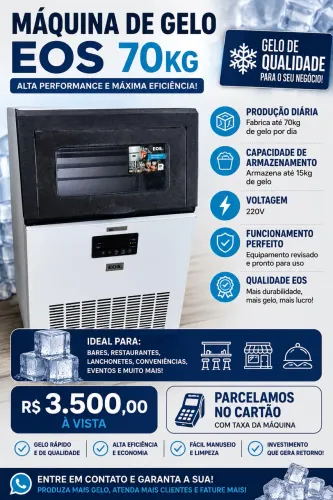 Máquina de gelo 70kg 220v