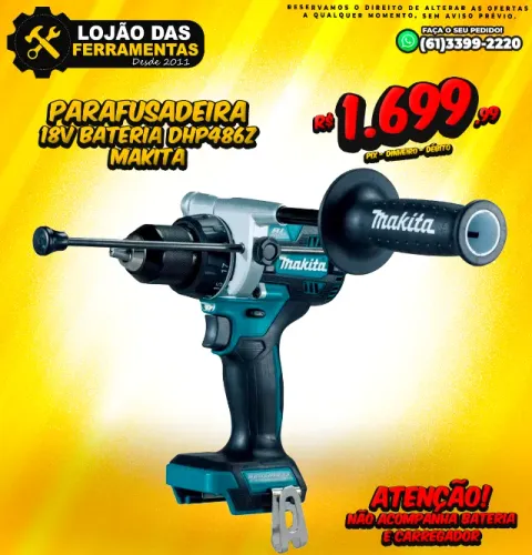 Parafusadeira a Bateria 18v Profissional Dhp486z Makita
