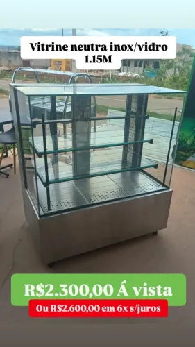 VITRINE NEUTRA-SECA INOX-VIDRO 1.15MT USADA