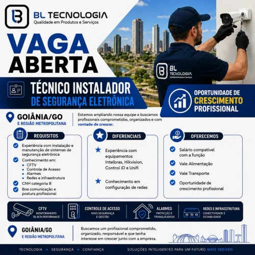 Técnico Instalador de Segurança Eletrônica - Goiânia GO