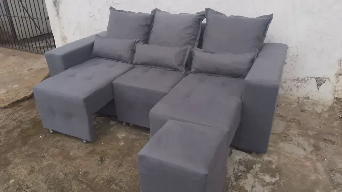 Sofá retrátil novos de fábrica com puff 