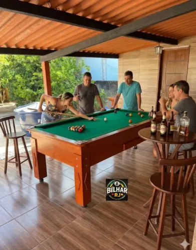 Sinuca Bilhar De Gaveta Mogno Verde Com Porta Taco Gratis