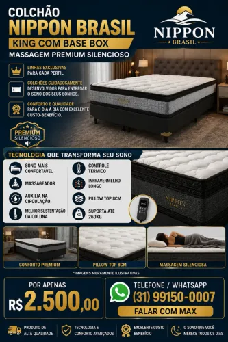 Cama com Box King Nippon Massageador