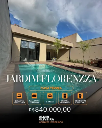 HB - Casa térrea - Jardim Florenzza - 03 Dormitórios (1 suíte + closet) - Piscina - Sertão