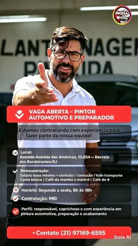 2 vagas para pintor e 2 para preparador de auto