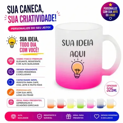 Caneca de Vidro Fosco - Tela Perfeita para Sua Criatividade!