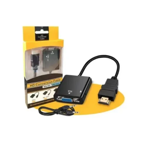 Cabo Adaptador Conversor HD MI Para Vga Com Saída P2 De Áudio