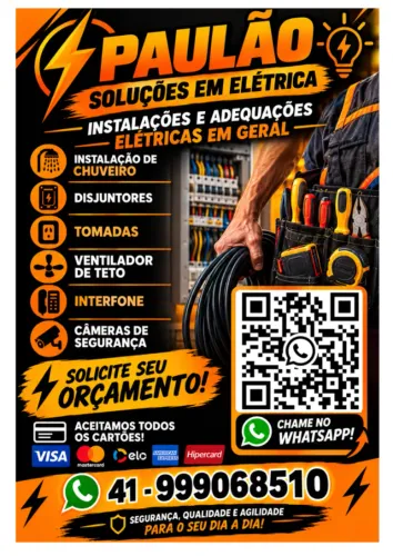 Precisando de um eletricista? Paulão eletricista resolve, chama no zap!