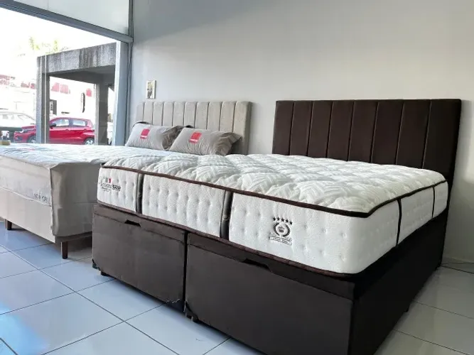 Promoção! Cama Box Queen Size Com Baú Nova Molas Ensacadas Suporte 140 Kg, Gazin!