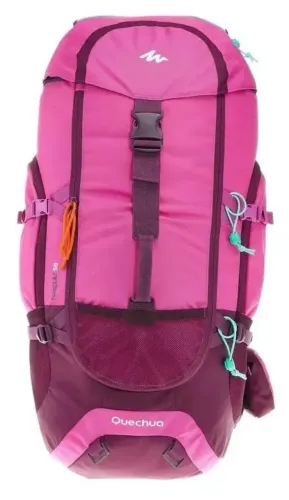 Mochila Quechua 50L Rosa - Usada 1x, Completa c/ Capa de Chuva