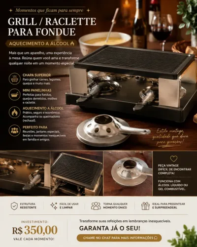 GRILL / RACLETTE PARA FONDUE VINTAGE 