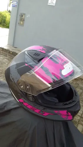 Capacete C/ Viseira Avant Night Rosa/preto Tamanho 62