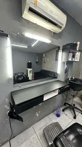 BANCADA + ESPELHO + LAVATORIO BARBEARIA/SALAO