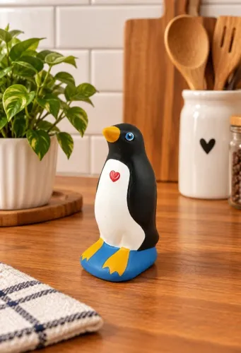 Pinguim decorativo pequeno em cerâmica
