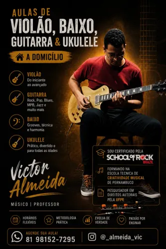 AULA DE VIOLÃO;GUITARRA;BAIXO;UKULELE