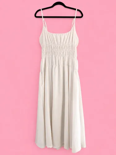 vestido midi rancho branco off white lela brandao co | tamanho G