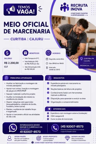 Meio Oficial de Marcenaria | Curitiba/PR