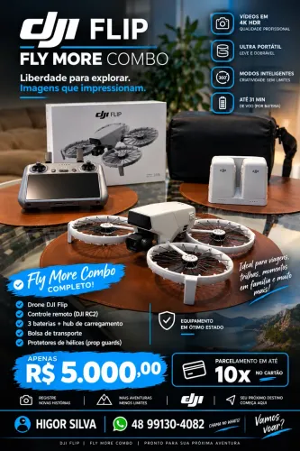 DJI Flip Fly More Combo ? Completo + RC 2 | R$ 5.000
