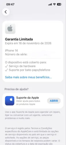iPhone 14 estado de novo na garantia Apple