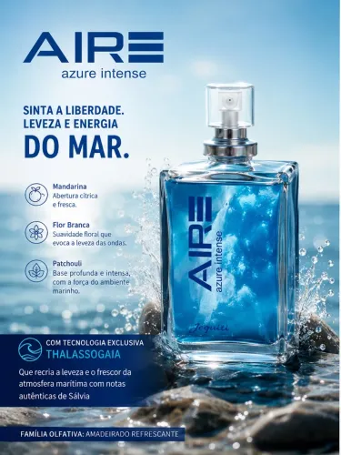 Colônia Masculina Aire Azure Intense, 25 ml