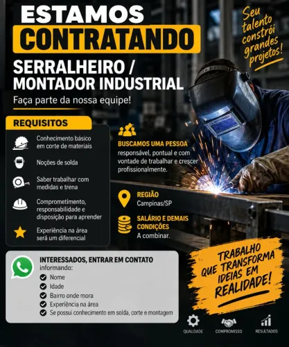 VAGA SERRALHERIA / MONTADOR INDUSTRIAL