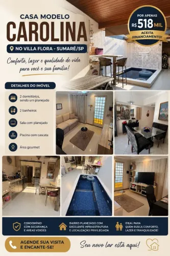 Casa Modelo Carolina com piscina!!!