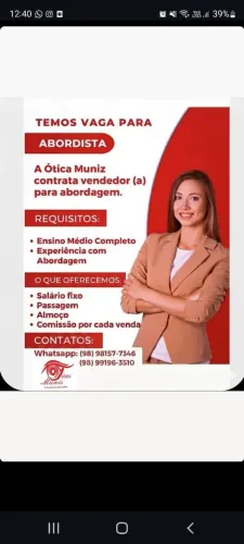 Vaga para vendedor abordista