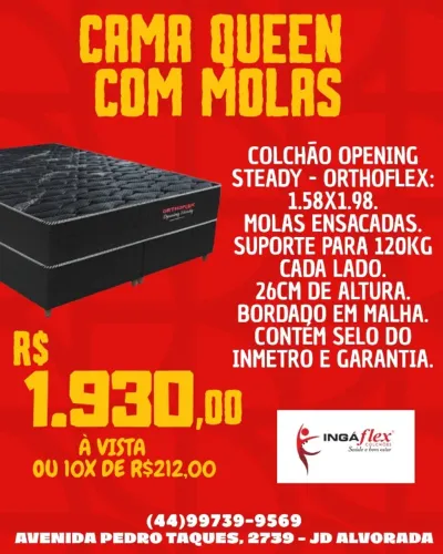 PROMOÇÃO - COLCHÃO DE MOLAS QUEEN + BASE BOX