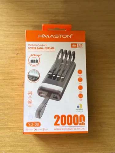 Power Bank H?Maston 20.000 mAh com Cabos e Lanterna