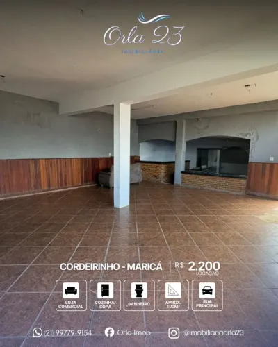 LOJA EM CORDEIRINHO, ORLA 23 IMOBILIÁRIA ALUGA! Excelente loja comercial na Avenida Maysa