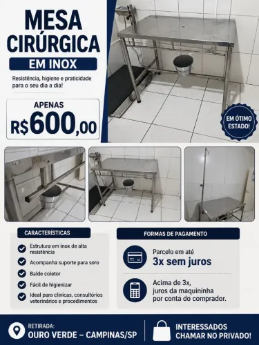 Mesa Cirúrgica Inox