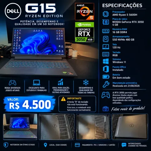 Notebook Gamer Dell G15 Ryzen Edition