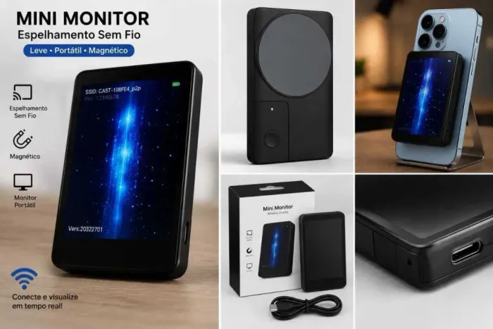 Display Tela Magnética para Espelhamento de Celular Sem Fio - Android e iOS