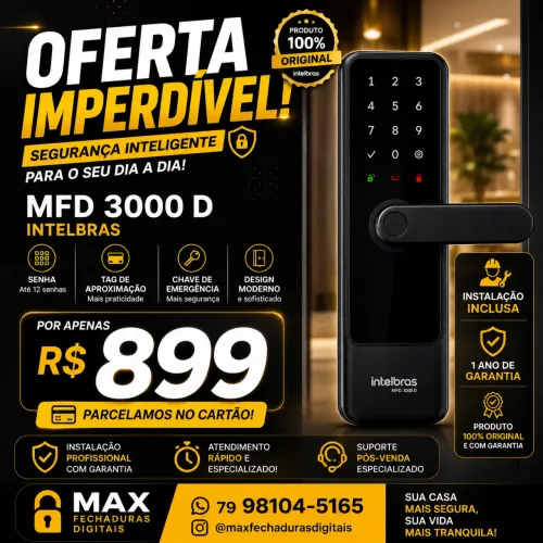 Fechadura MFD 3000 D Intelbras instalada