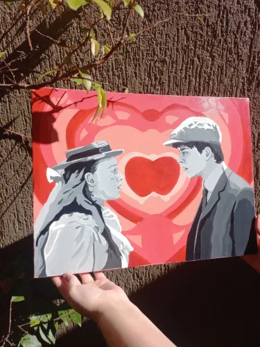 Quadro Anne com E - pintado à mão 30×40cm